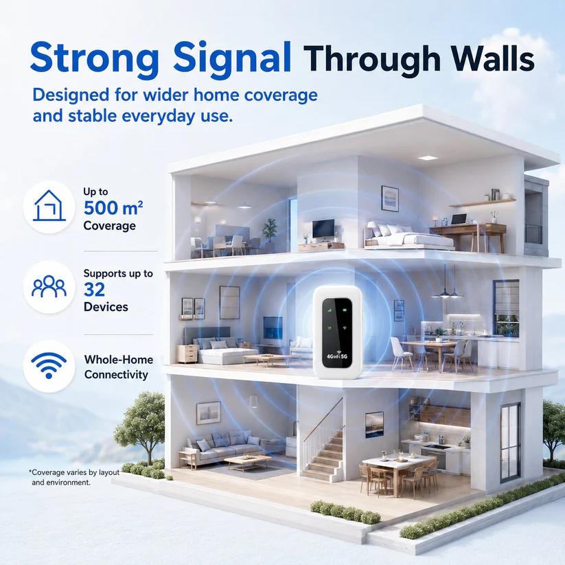 Portable Wi-Fi shown in a home setting