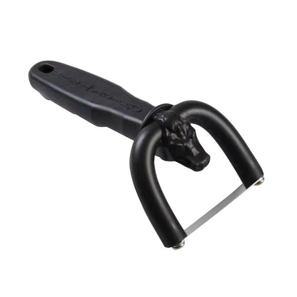 Handheld meat fat trimming tool on a white background