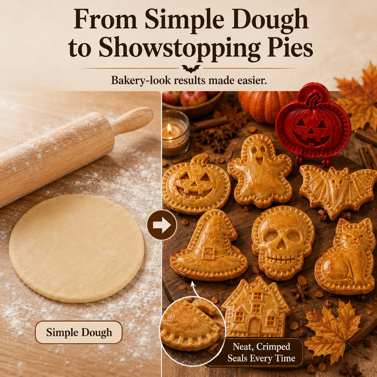 Dough and assorted finished Halloween hand pies