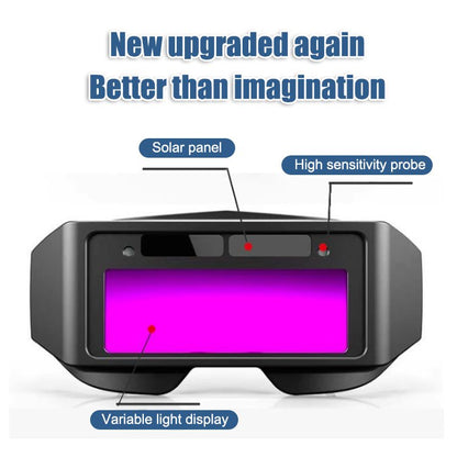Front view of dark welding goggles