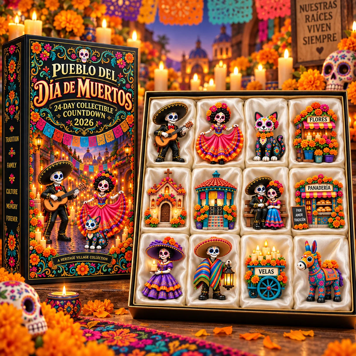 Countdown calendar tray and miniature presentation