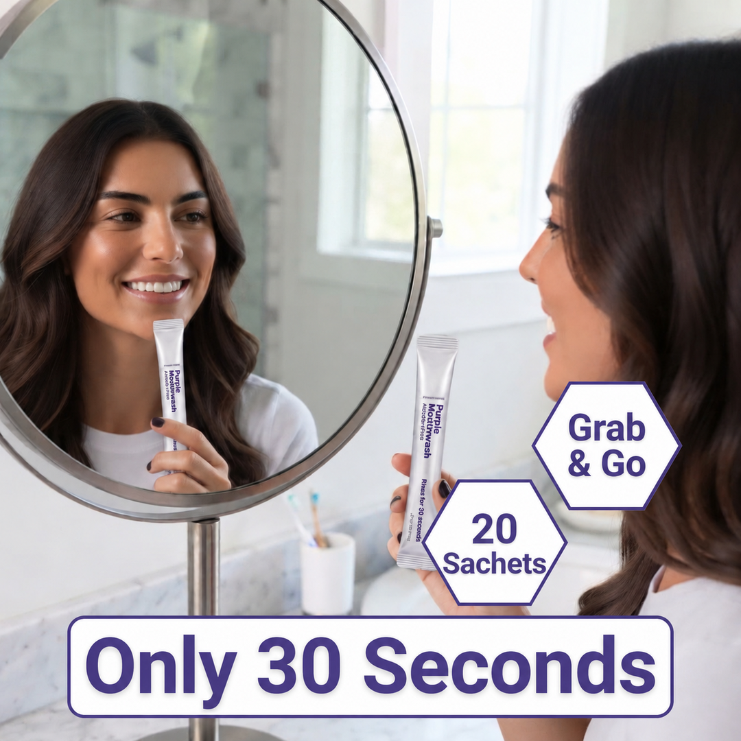 Purple Teeth Whitening Mouthwash Sachets