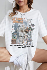 Vintage Disney Star Wars May the Force be with you Est 1977 Tee For Women